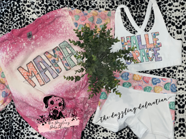 Candy Hearts MAMA bleached t-shirt