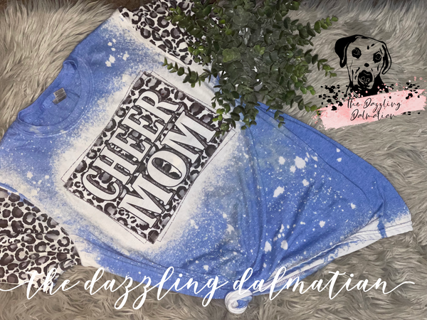 Cheer mom leopard bleached t-shirt