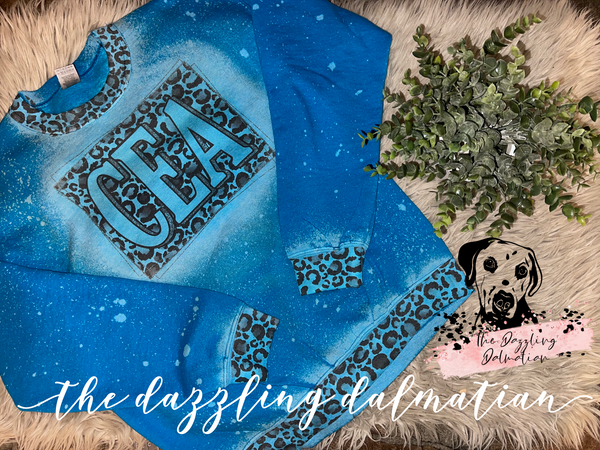 CEA teal leopard bleached sweatshirt