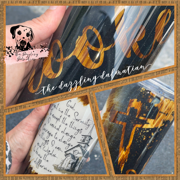 Serenity Prayer Glitter Tumbler