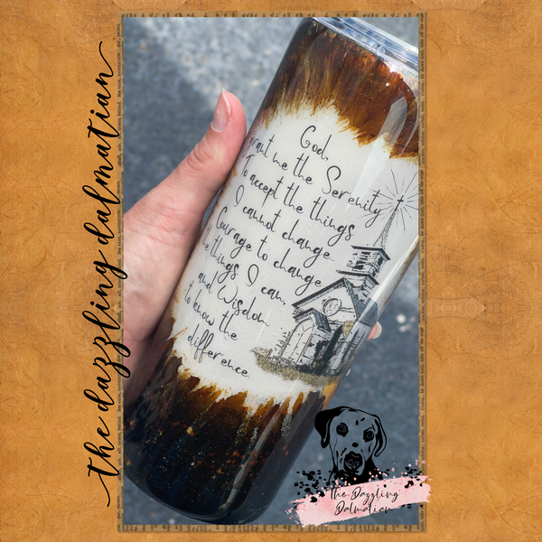 Serenity Prayer Glitter Tumbler