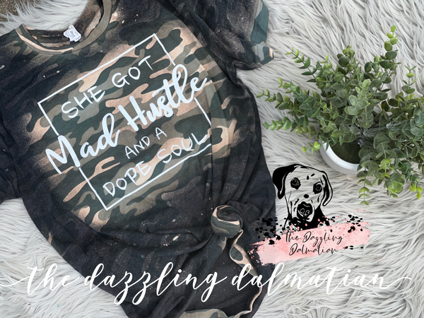 Mad Hustle & Dope Soul Camo bleached t-shirt