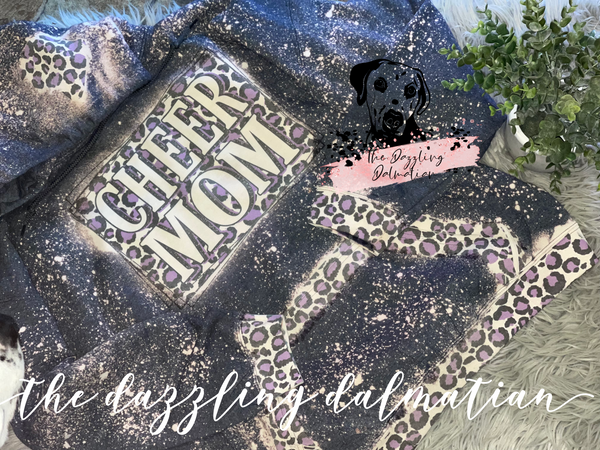 Cheer mom leopard bleached hoodie