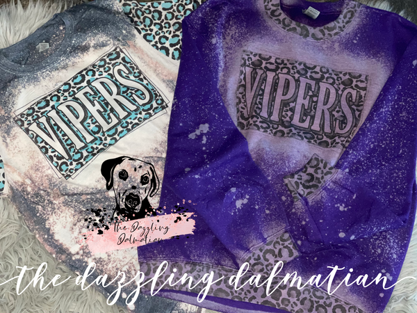 VIPERS teal leopard bleached t-shirt