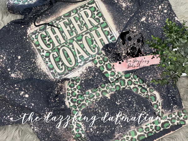 Cheer coach leopard bleached hoodie