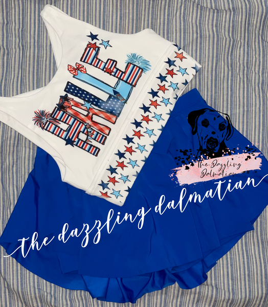 Red, White, & Blue Sports Bra/Skirt Set-Bra Only