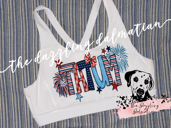 Red, White, & Blue Sports Bra/Skirt Set-Bra Only